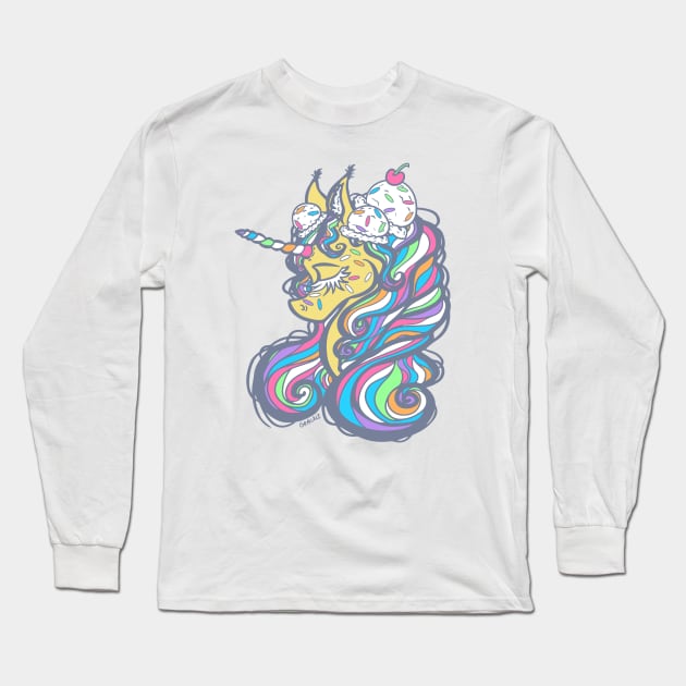 Birthday Cake Unicorn Long Sleeve T-Shirt by Jan Grackle